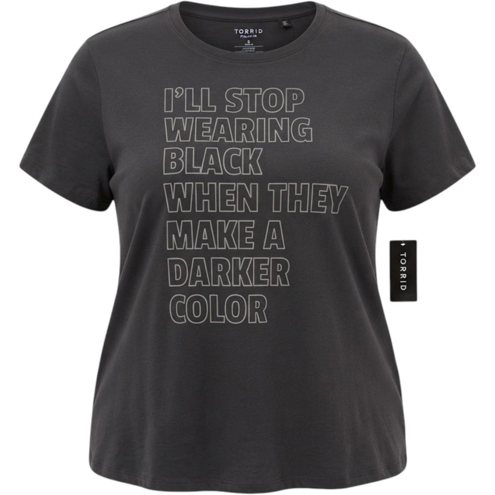 TORRID Relaxed Fit Heritage Jersey Crew Tee Black Graphic T-Shirt NEW 2X